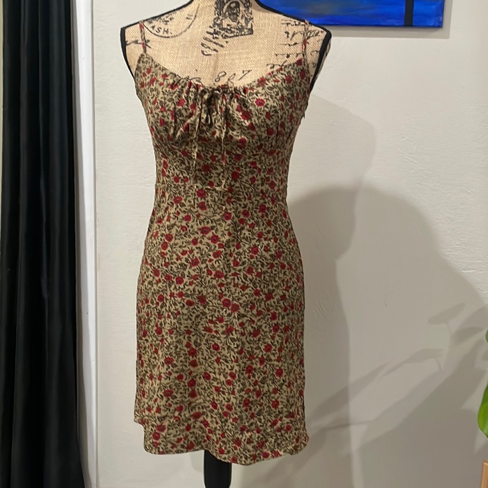 Red & Beige Floral Dress